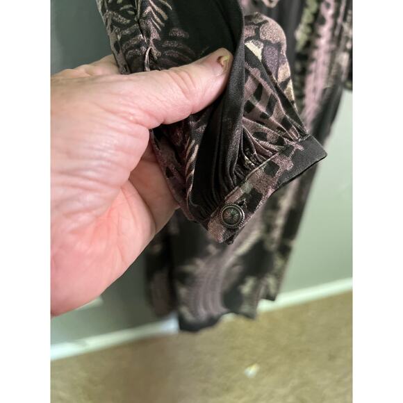 Free People Out Of The Woods Maxi Dress S Gray Raven Combo Side Slit Boho Hippie - Picture 7 of 15